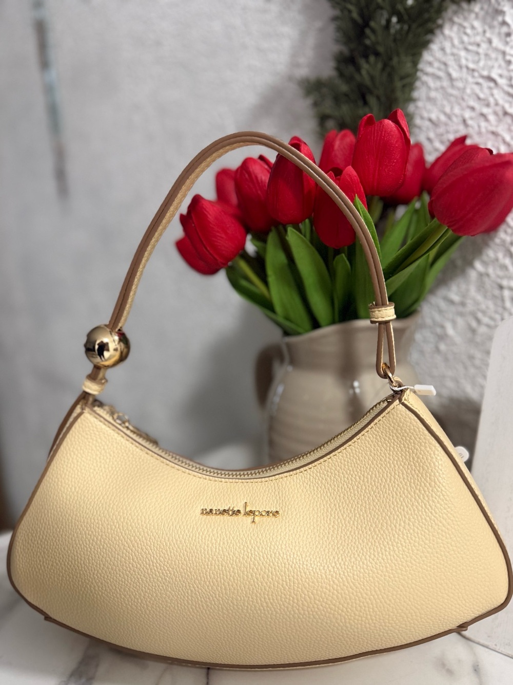 Nanette Lepore Panna Cotta Crescent Shoulder Bag NWT Y2K Minimalist Cream Purse